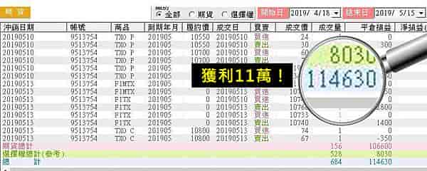 WINSMART聰明贏期貨軟體-獲利對帳單